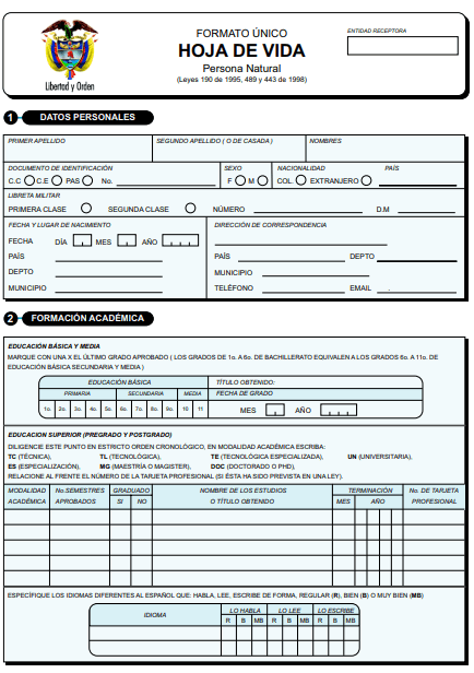 Formato Único de Hoja de Vida Función Pública SIMO