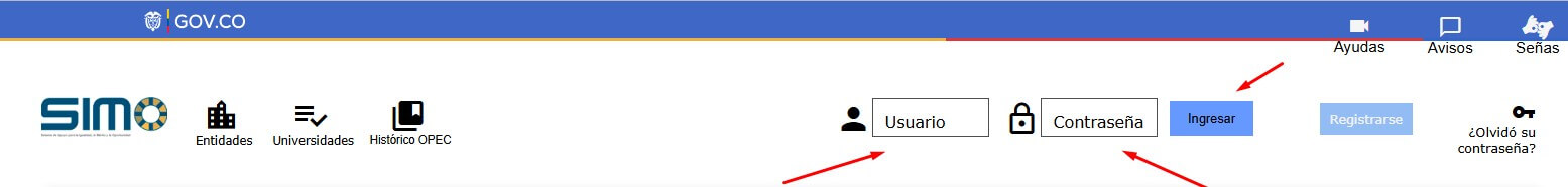 iniciar sesión SIMO